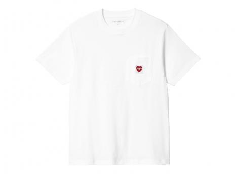Carhartt Women Pocket Heart Tshirt White / Red I032180