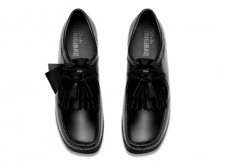 Clarks Wallabee Hi Shine Leather Black 26183780