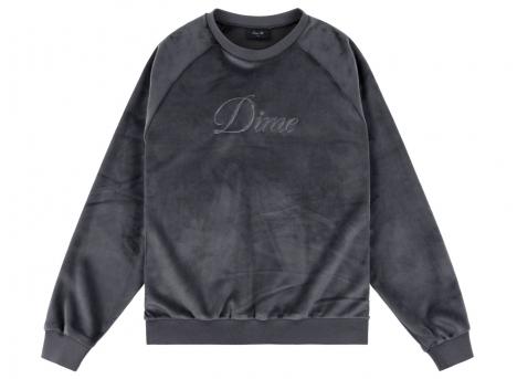 Dime Cursive Velvet Crewneck Smoke