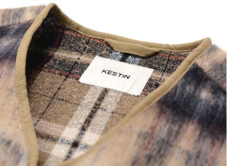 Kestin Bute Brushed Wool Vest Oat Check