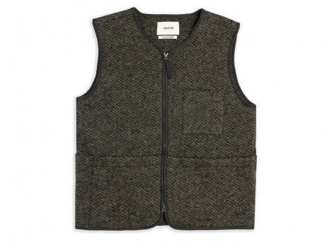 Kestin Bute Herringbone Wool Vest Moss