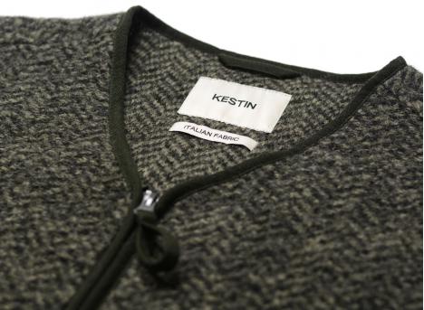 Kestin Bute Herringbone Wool Vest Moss