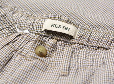 Kestin Clyde Pant Ecru / Brown Gingham Seersucker KHTR03SS26-03-BRC
