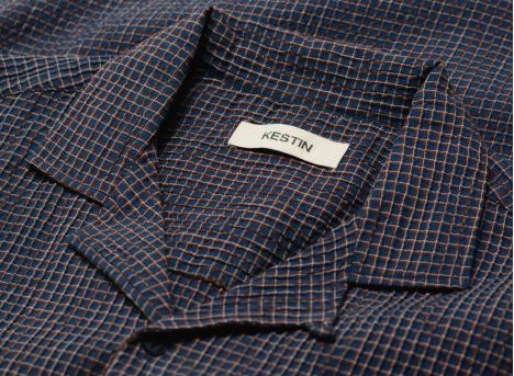 Kestin Crammond Shirt Navy Check Japanese Seersucker KHSH08SS26-05-NVC