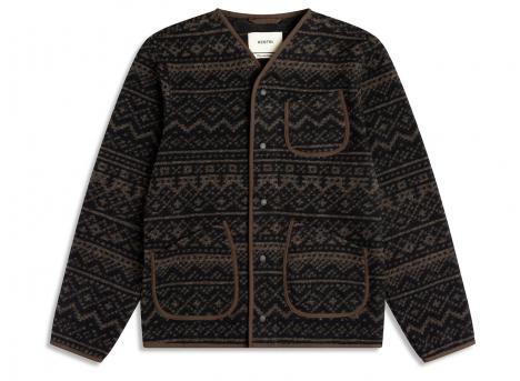 Kestin Neist Knitted Fairisle Cardigan Peat / Black