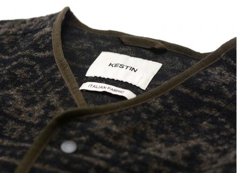 Kestin Neist Knitted Fairisle Cardigan Peat / Black