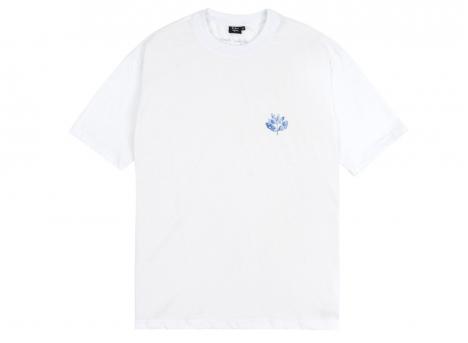 Magenta Blue Flowers Collab Tee White