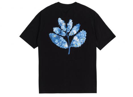 Magenta Blue Flowers Collab Tee Black