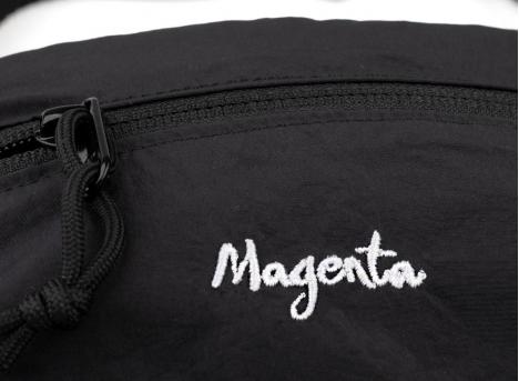 Magenta Script Banana Bag Black