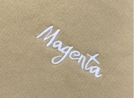 Magenta Script Crewneck Beige