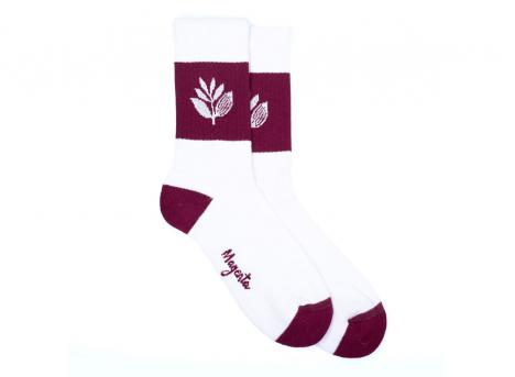 Magenta Stripe Socks White