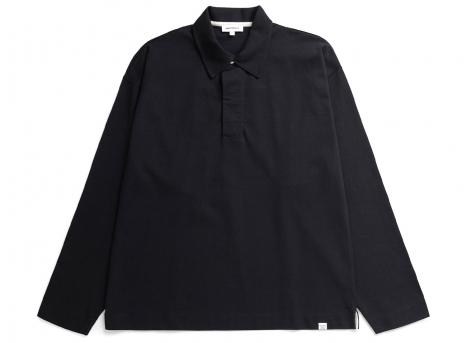 Norse Projects Isefjord Compact Cotton LS Polo Black