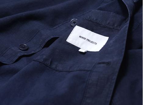 Norse Projects Julian Cotton Linen Overshirt Dark Navy