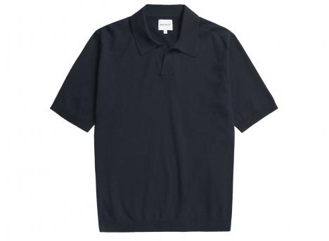 Norse Projects Leif Cotton Linen Polo Dark Navy