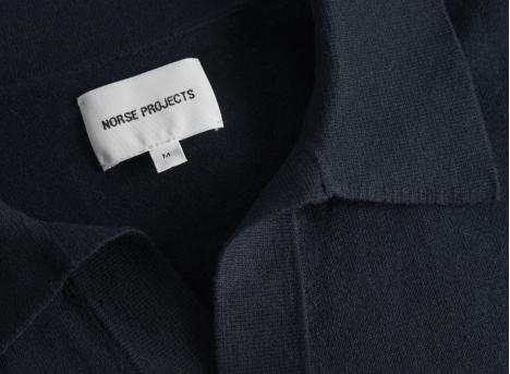 Norse Projects Leif Cotton Linen Polo Dark Navy