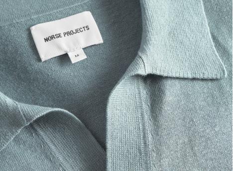 Norse Projects Leif Cotton Linen Polo Greyish Blue