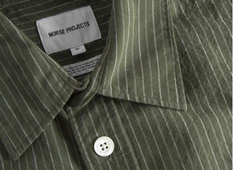 Norse Projects Mo Oversized Stripe SS Shirt Moss Green