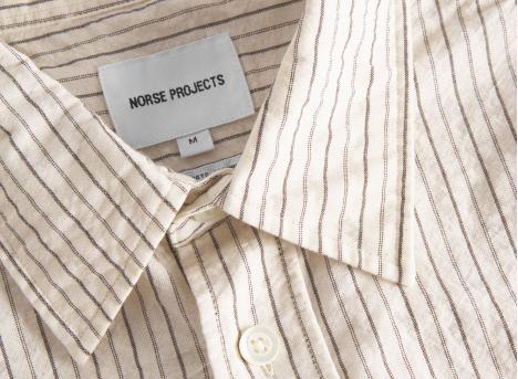 Norse Projects Mo Oversized Striped Shirt Chestnut