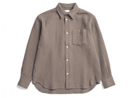 Norse Projects Ole Oversized Wool Stripe Shirt Seal Brown
