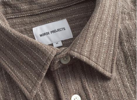 Norse Projects Ole Oversized Wool Stripe Shirt Seal Brown