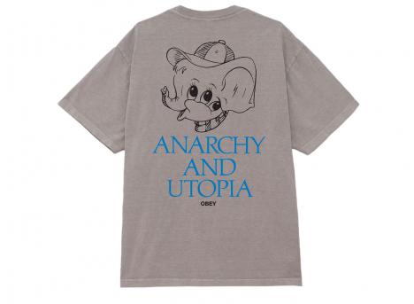Obey Anarchy Utopia Pigment Tee Silver Grey 167924098