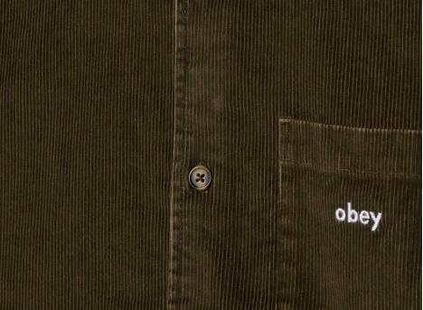 Obey Buckley Corduroy Woven Black Olive Faded Wash 181200411