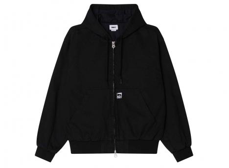 Obey Glen Zip Up Jacket Black Faded Wash 121800593