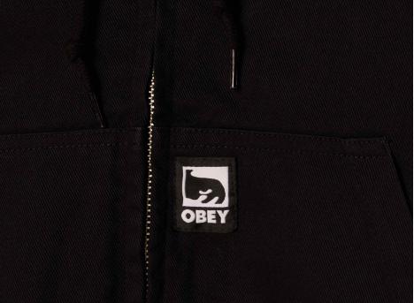 Obey Glen Zip Up Jacket Black Faded Wash 121800593