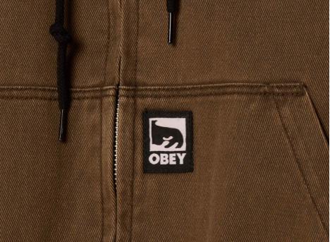 Obey Glen Zip Up Jacket Wren Faded Wash 121800593