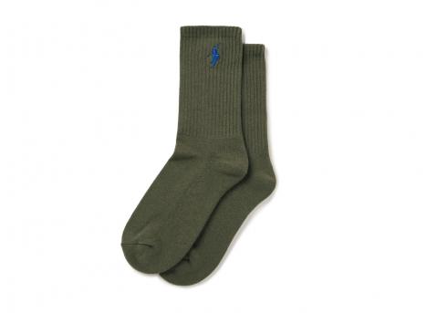 Polar Skate Co Rib Socks No Comply Dusty Olive / Blue