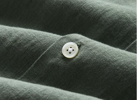 Portuguese Flannel Linen Camp Collar Shirt Dry Green