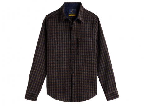 Portuguese Flannel Merino Tweed Shirt Navy