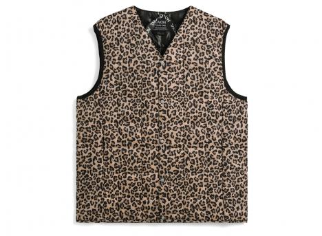 Taion 001 V-Neck Down Vest Khaki Leopard