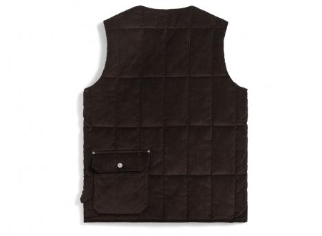 Taion 001BWK-CT Work V Neck Button Corduroy x Down Vest Dark Brown