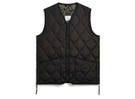 Taion 001ZML-1 Military Zip V Neck Down Vest Black