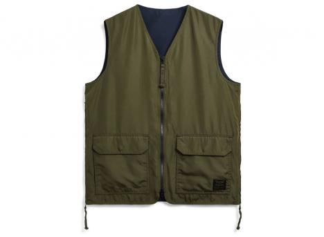 Taion Non Down Military Reversible V-Neck Vest Dark Olive