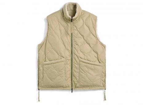 Taion R002BML-1 Military Reversible Hi Neck Down Vest Coyote / Beige