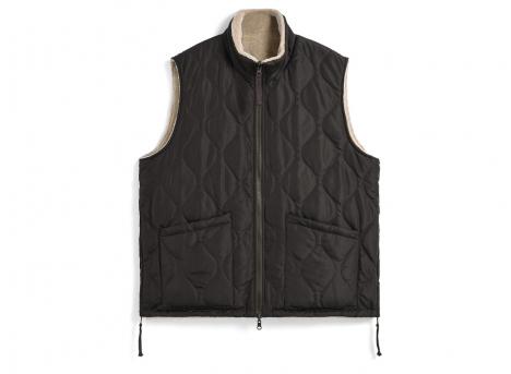 Taion R002BML-1 Military Reversible Hi Neck Down Vest Dark Choco / Beige