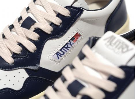Autry 01 Low WB04 Leather Bicolor White / Blue