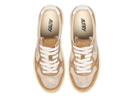 Autry Medalist Low YB01 Laminated Suede Platinum / Beige Sugar