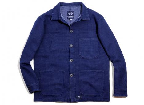 Bleu de Paname Veste de Comptoir Nid Abeille Indigo