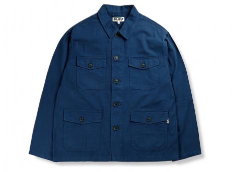 Bleu Utility Jacket Herringbone Indigo