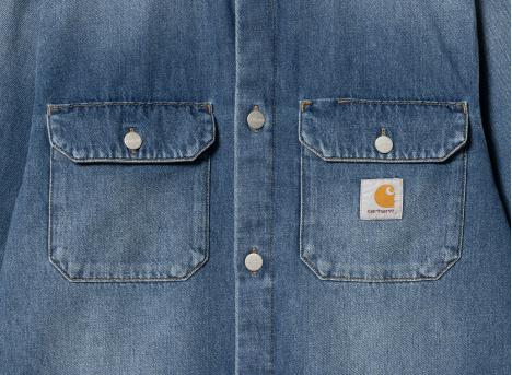 Carhartt Harvey Shirt Jac Blue Dark Used Wash I033346