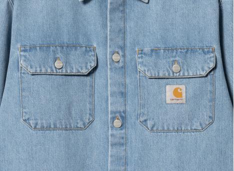 Carhartt Harvey Shirt Jac Blue Stone Bleached I033346