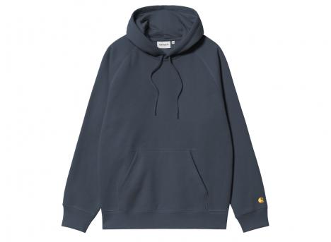 Carhartt Hooded Chase Sweat Dusky Blue / Gold I033661