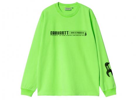 Carhartt LS Industry Tshirt Lumo Green / Black Garment Dyed I034411