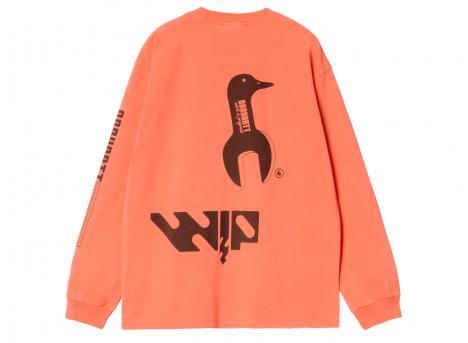 Carhartt LS Industry Tshirt Lumo Orange / Black Garment Dyed I034411