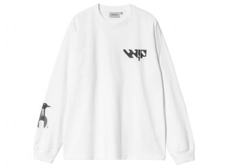 Carhartt LS industry Tshirt White / Black Garment Dyed I034411