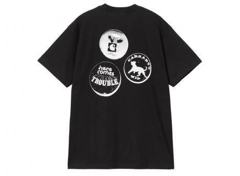 Carhartt Pins Tshirt Black / White Stone Washed I033974