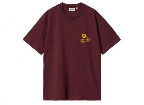 Carhartt Pins Tshirt Malbec / Orange Stone Washed I033974